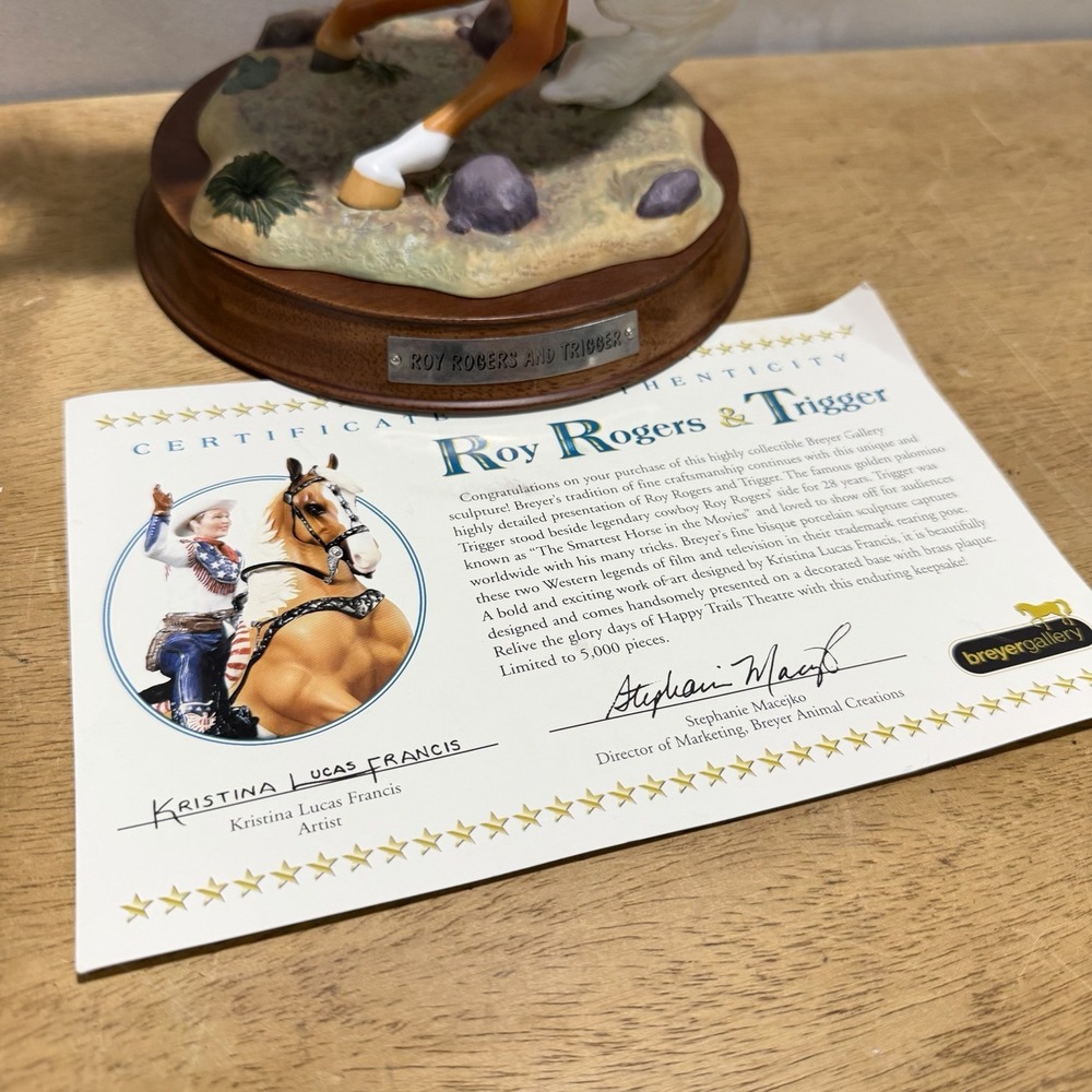 Breyer Roy Rogers & Trigger 8125 Gallery Porcelain Figure Limited 2002 COA - Picture 4 of 10